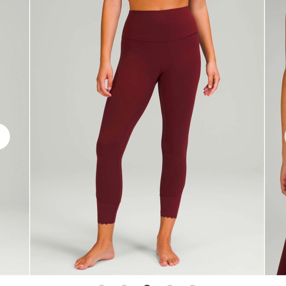 lululemon Aligns Scalloped Hem Burgundy Leggings size 2